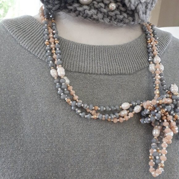 EUC H&M blue grey metallised fibre accent sweater top - Picture 7 of 11